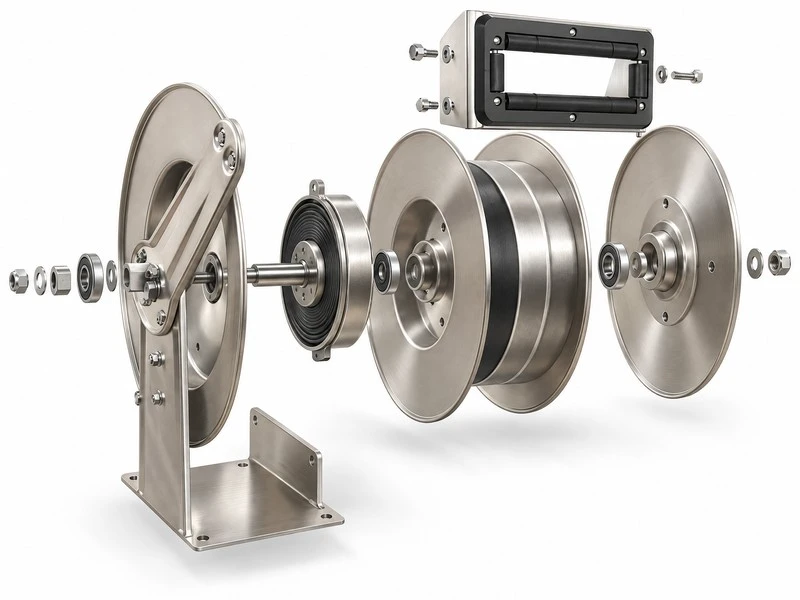 Stainless Hose Reel Structure and Detailed View Stainless Hose Reel Structure and Detailed View